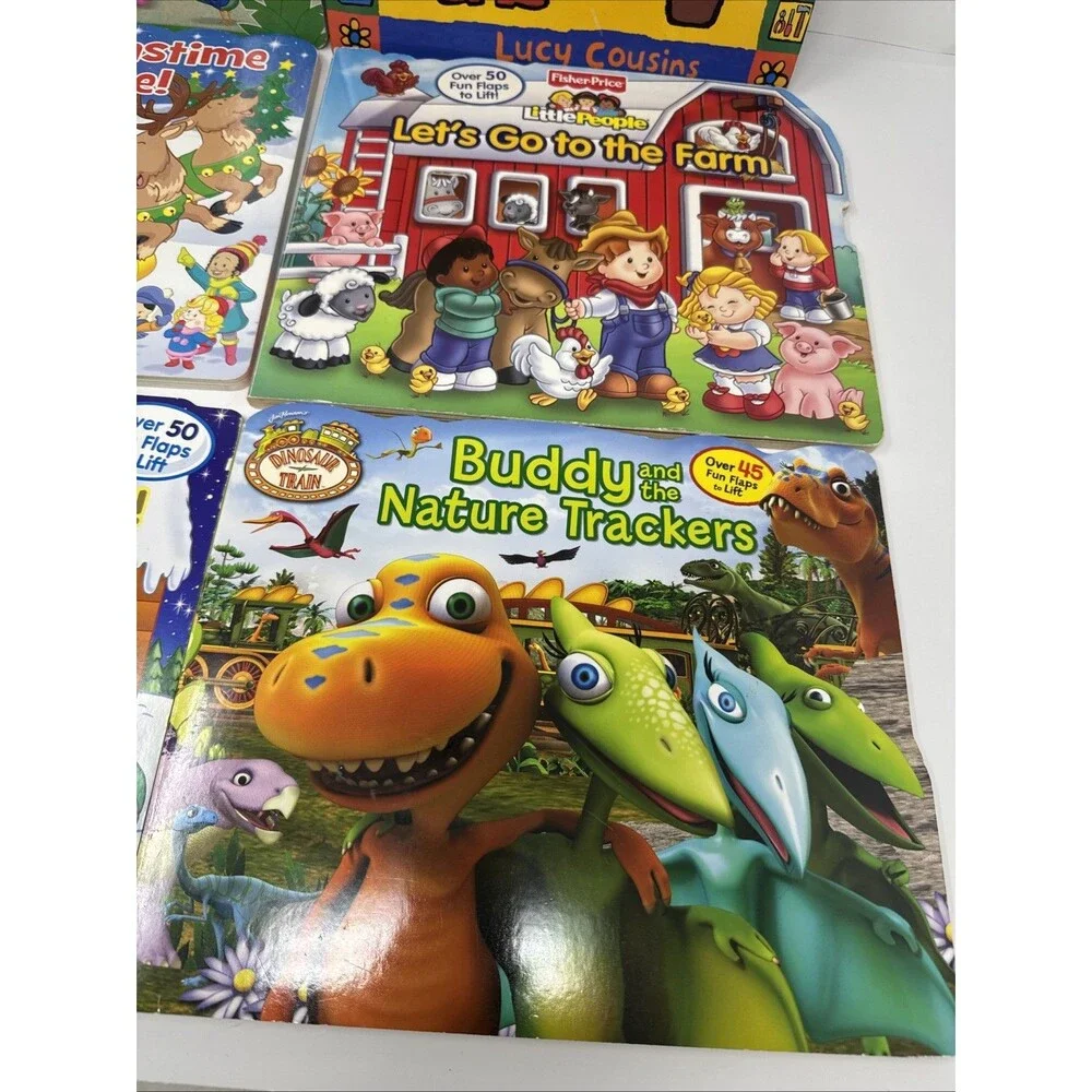 LOT 6 Lift the Flap Board Books Fisher Price Little People Dinosaur Train Maisy'
